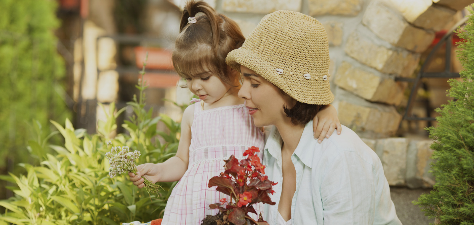 mother and daughter gardening